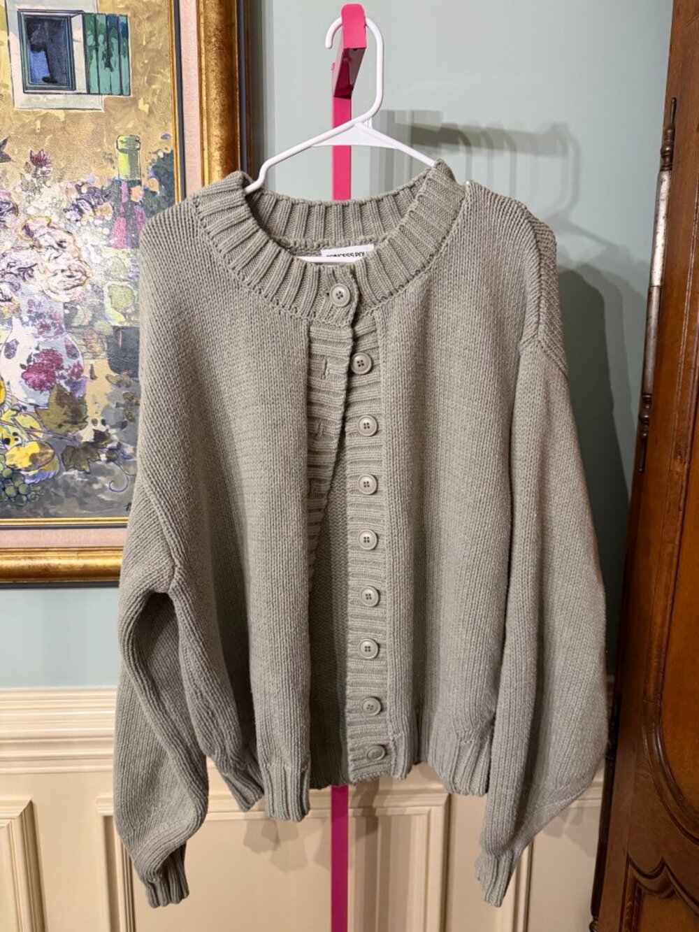 Princess Polly Chunky Knit Button Front Cardigan US 8 Gray